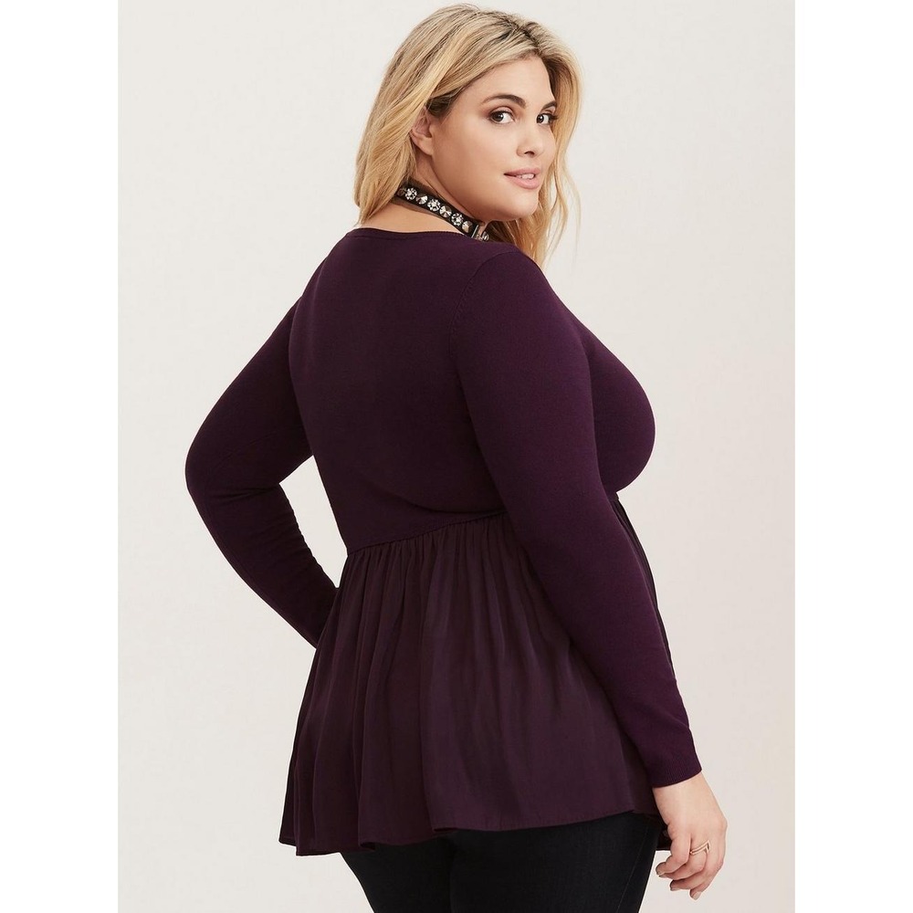Torrid Pullover V-Neck Babydoll Sweater Purple Women's 5 5X H14633 - Picture 11 of 11